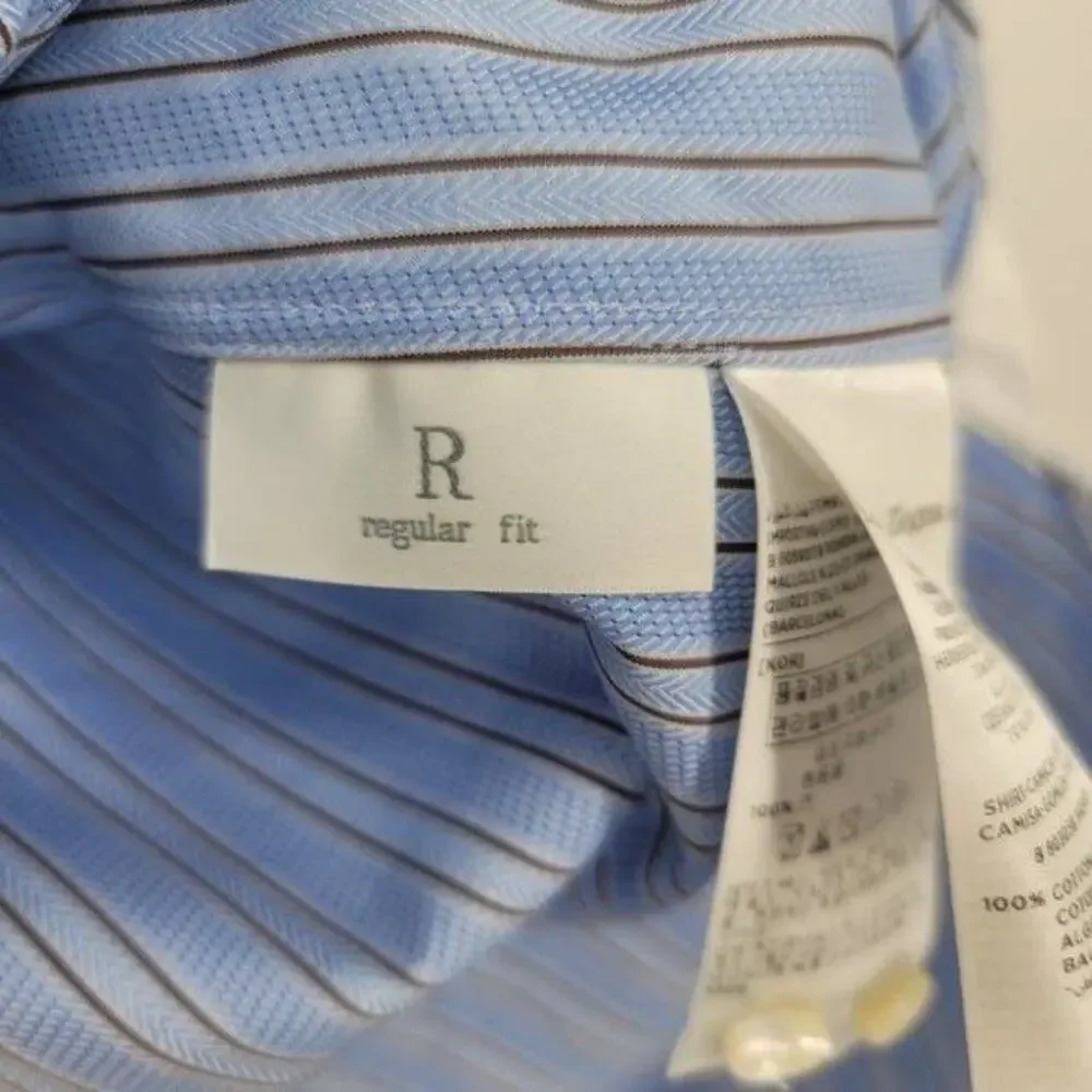 Eremenegildo Zegna Regular Fit Striped Button Down Dress Shirt Size 39/15.5